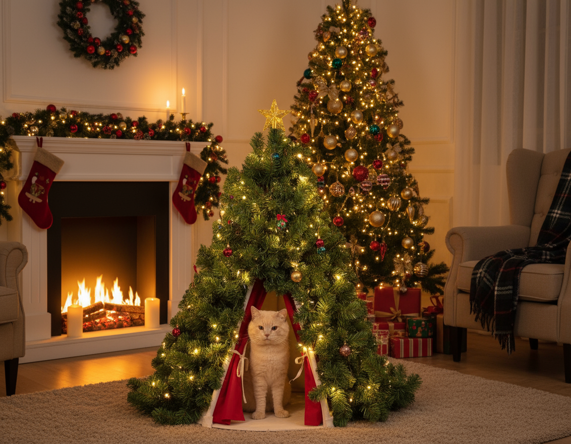 🐾 Christmas Tree Pet Tent – Calming Pet Tent & Cozy Dog House (MESH Comfort Space for Small Pets)