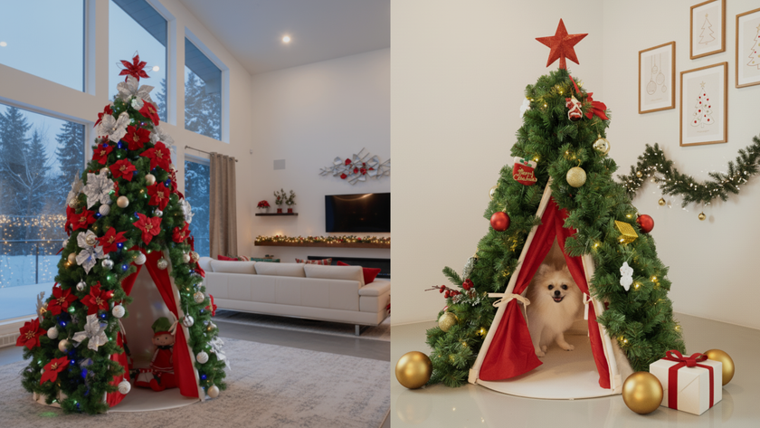 🐾 Christmas Tree Pet Tent – Calming Pet Tent & Cozy Dog House (MESH Comfort Space for Small Pets)